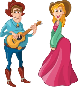 Cowboy Guitar Girl Stickdatei – Herzen & Liebe