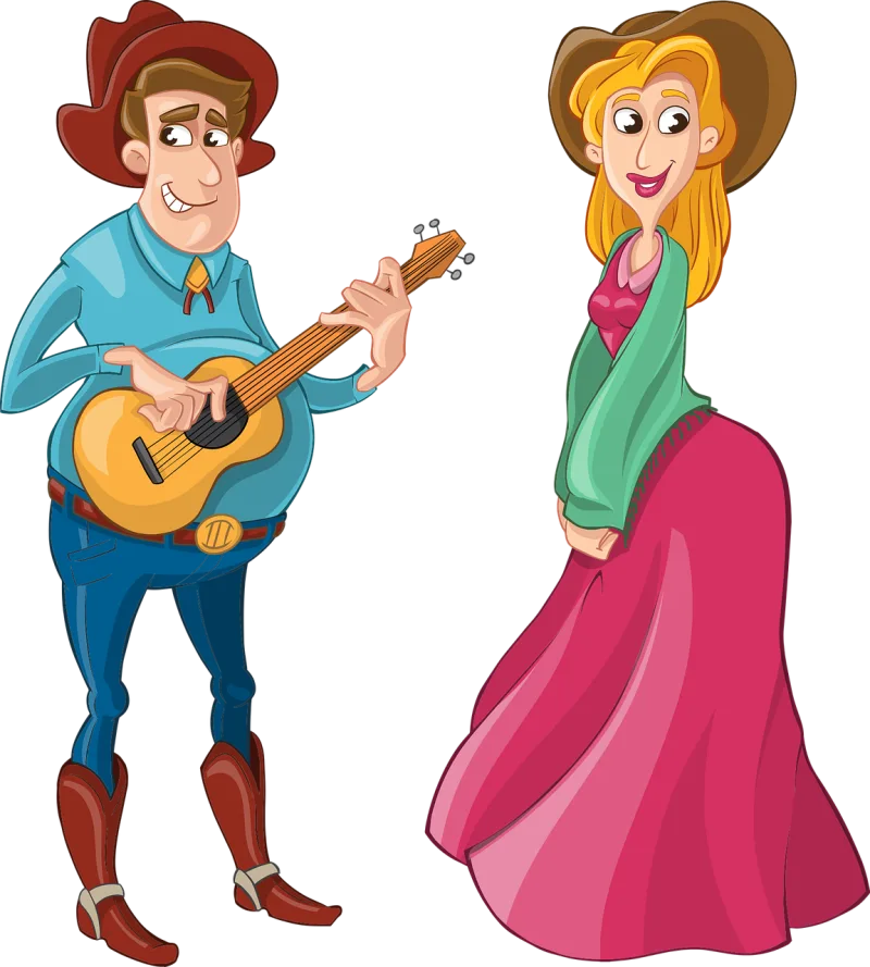 Cowboy Guitar Girl Stickdatei – Herzen & Liebe