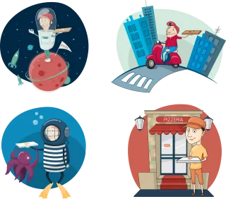 Pizza Courier Delivery Stickdatei