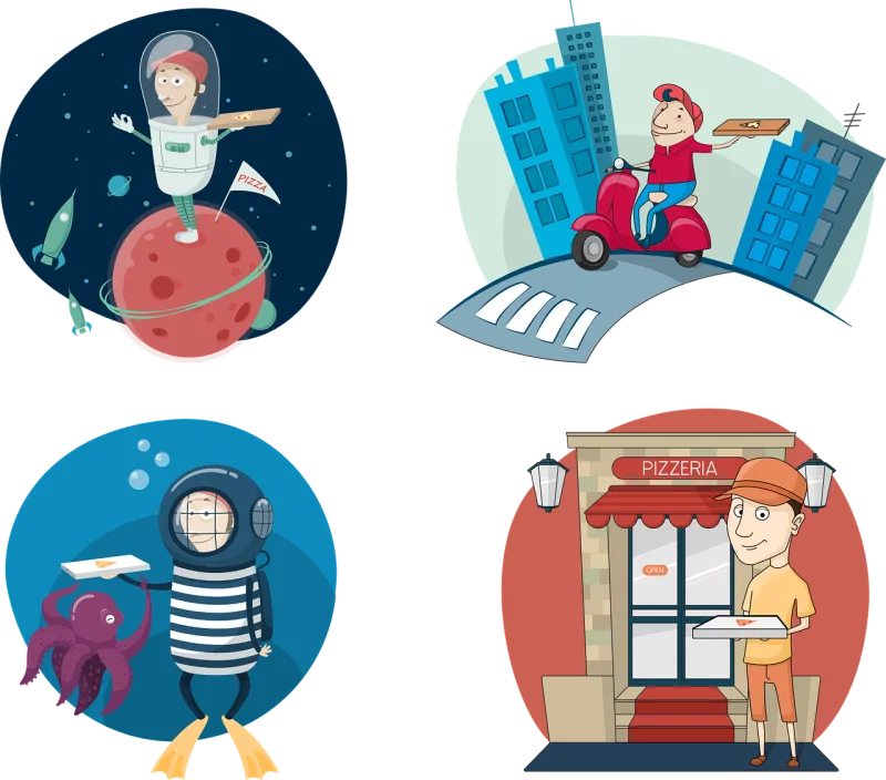 Pizza Courier Delivery Stickdatei – Essen & Trinken