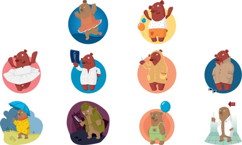 Bear Animal Character Stickdatei – Tiere