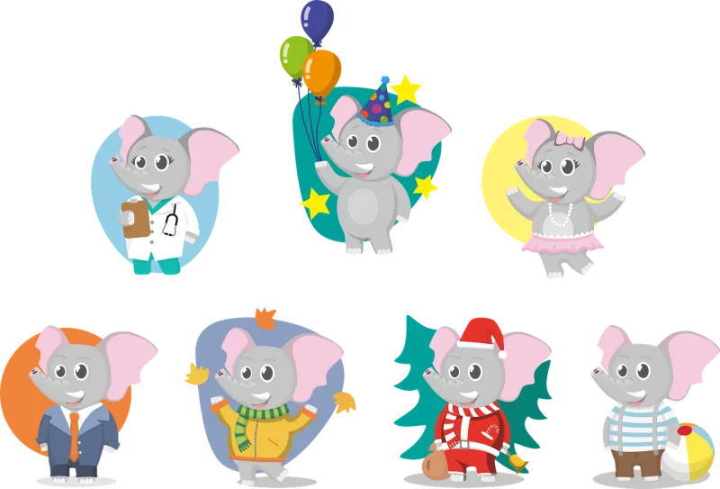 Animal Elephant Elephant kid Stickdatei – Weihnachten