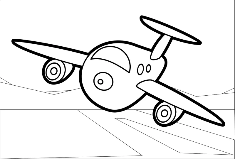 Plane Cartoon Line art Stickdatei – Fahrzeuge
