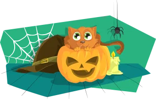 Cat Pumpkin Halloween Stickdatei