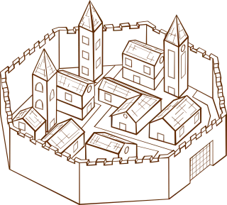 Medieval town Village Surrounding wall Stickdatei – Kinder