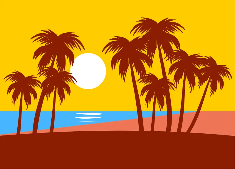 Sun Trees Beach Stickdatei – Natur