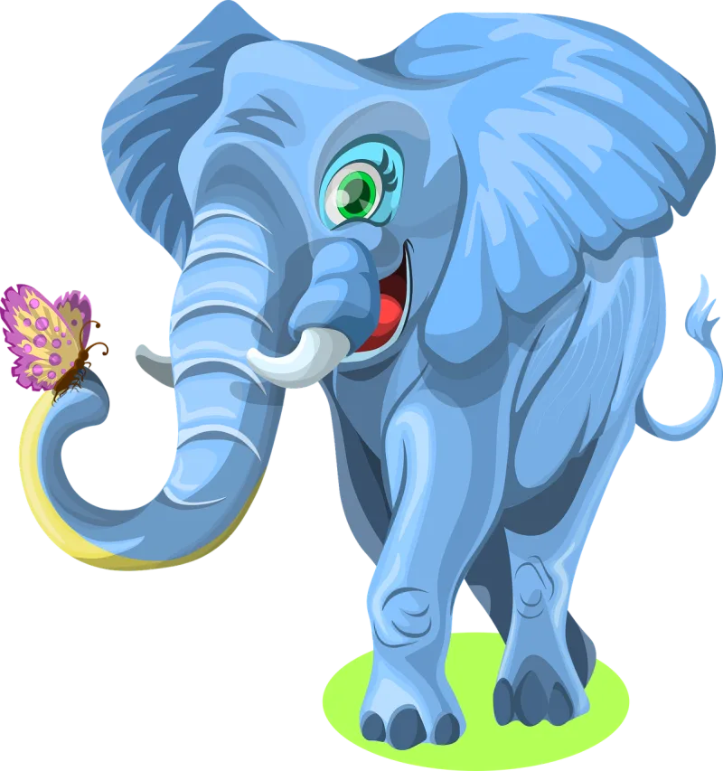 Elephant Butterfly Happy Stickdatei – Tiere