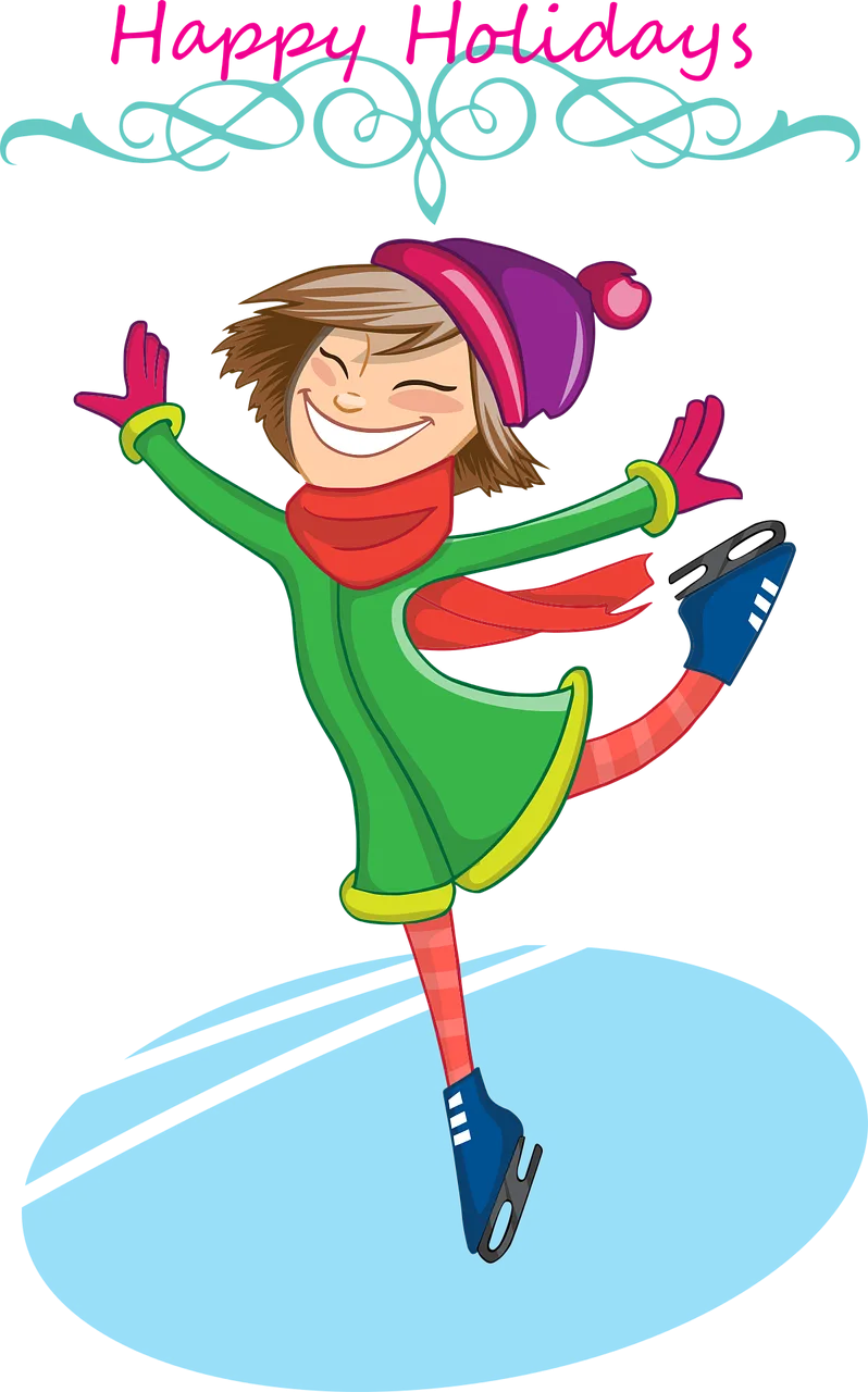 Girl Skating Ice Stickdatei – Weihnachten