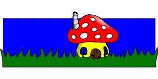 Mushroom House Cartoon Stickdatei