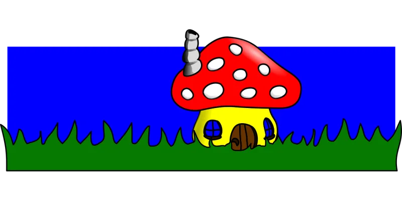 Mushroom House Cartoon Stickdatei – Natur