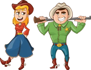 Cowboy Cowgirl Gun Stickdatei