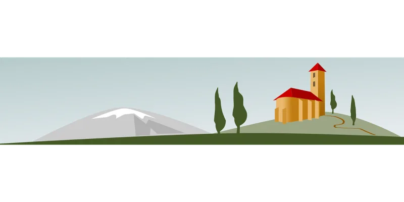 Countryside Church Landscape Stickdatei – Natur