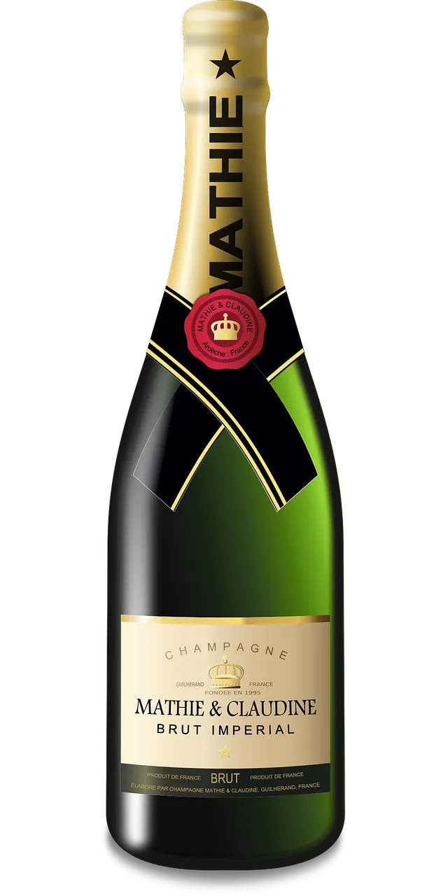 Champagne Drink Bottle Stickdatei – Herzen & Liebe