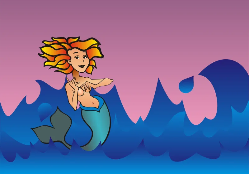 Mermaid Women Girl Stickdatei – Natur