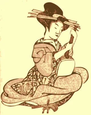 Geisha Japan Music Stickdatei