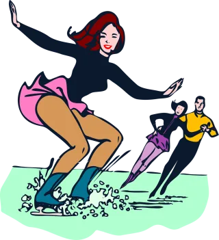 Skating Woman Couple Stickdatei