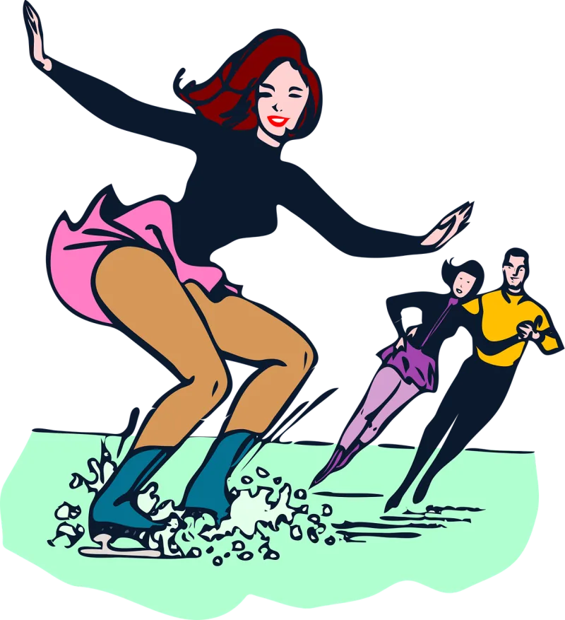 Skating Woman Couple Stickdatei – Herzen & Liebe