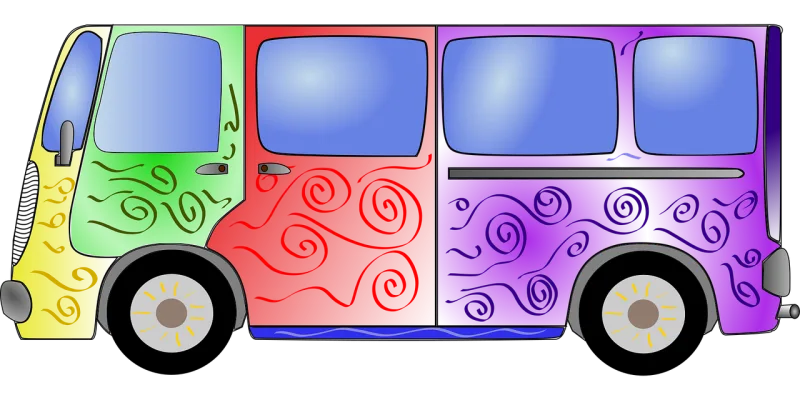 Bus Colorful Hippie Stickdatei – Fahrzeuge