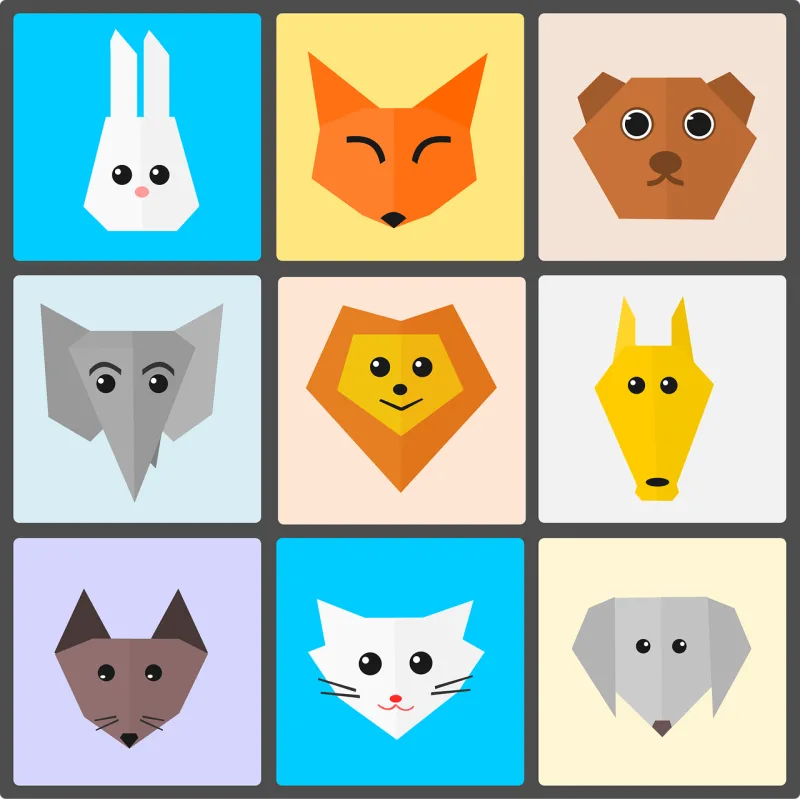 Animals Cute Flat Stickdatei – Tiere