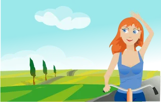 Cycling Girl Landscape Stickdatei