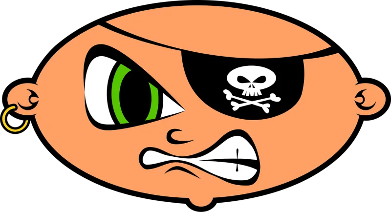 Pirate Angry Emoticon Stickdatei – Kinder