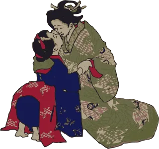Geisha Hug Japan Stickdatei