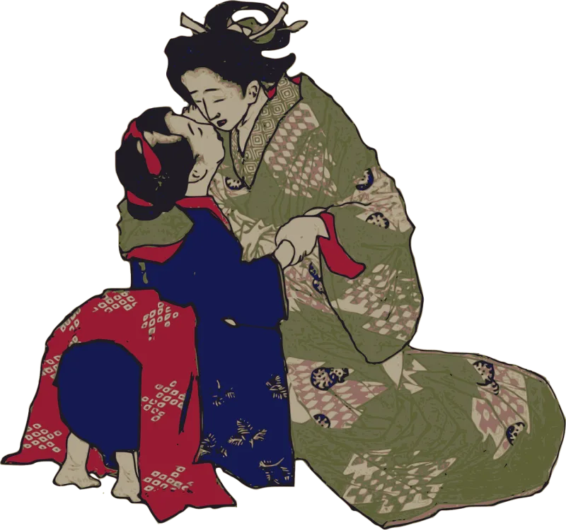 Geisha Hug Japan Stickdatei – Herzen & Liebe