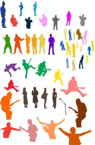 Crowd People Silhouettes Stickdatei