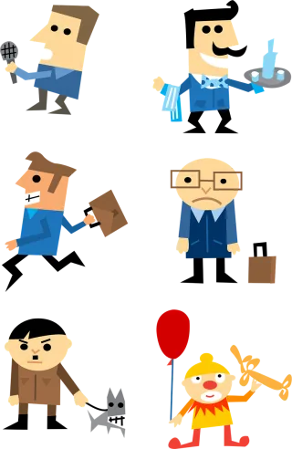 Businessman Characters Clown Stickdatei