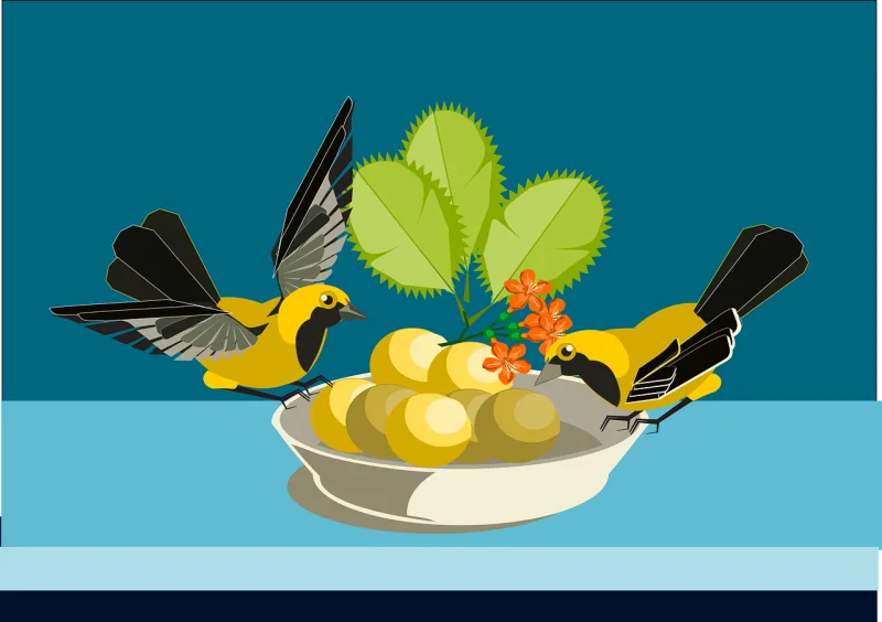 Birds Bowl Flowers Stickdatei – Essen & Trinken