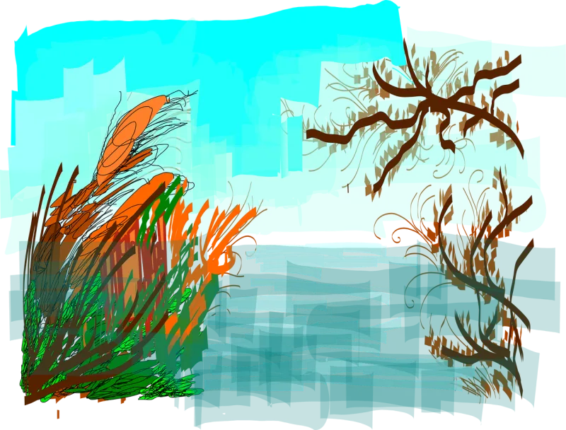 River Reed Bank Stickdatei – Natur
