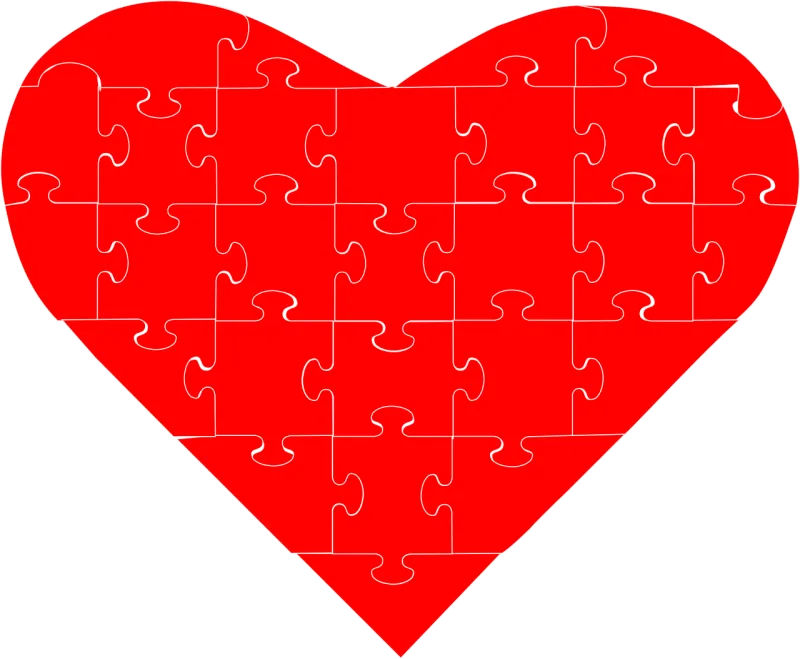 Heart Puzzle Red Stickdatei – Herzen & Liebe