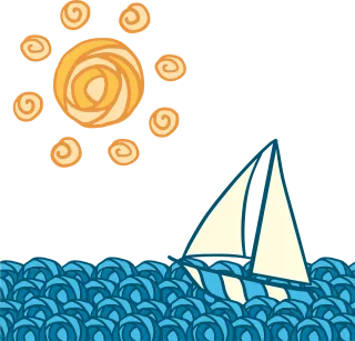 Sun Boat Wave Stickdatei