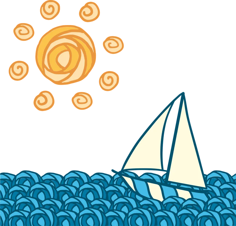 Sun Boat Wave Stickdatei – Natur