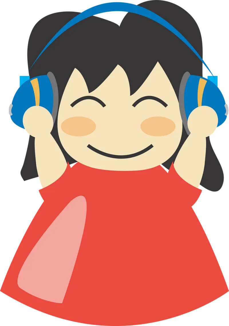 Earphones Girl Happy Stickdatei – Musik