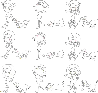 Girl Dog Animal Stickdatei