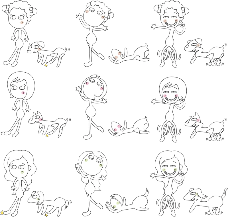 Girl Dog Animal Stickdatei – Tiere