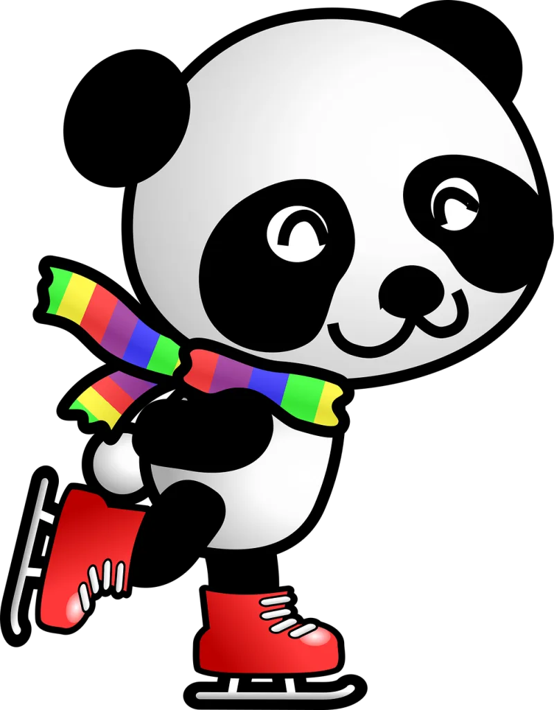 Panda Skates Skating Stickdatei – Tiere