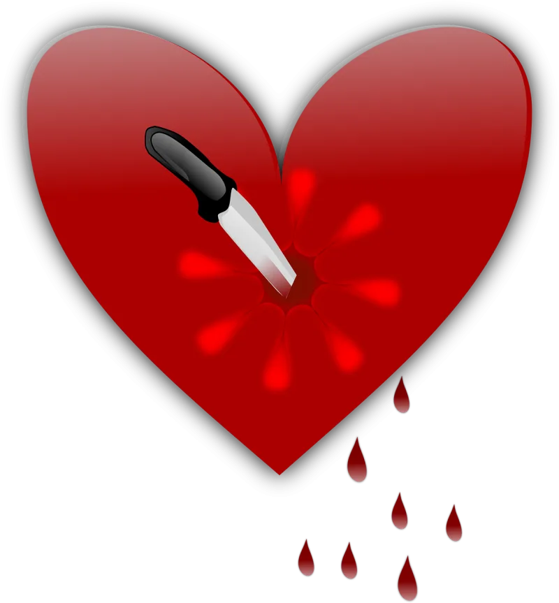 Stabbed Broken heart Knife Stickdatei – Herzen & Liebe