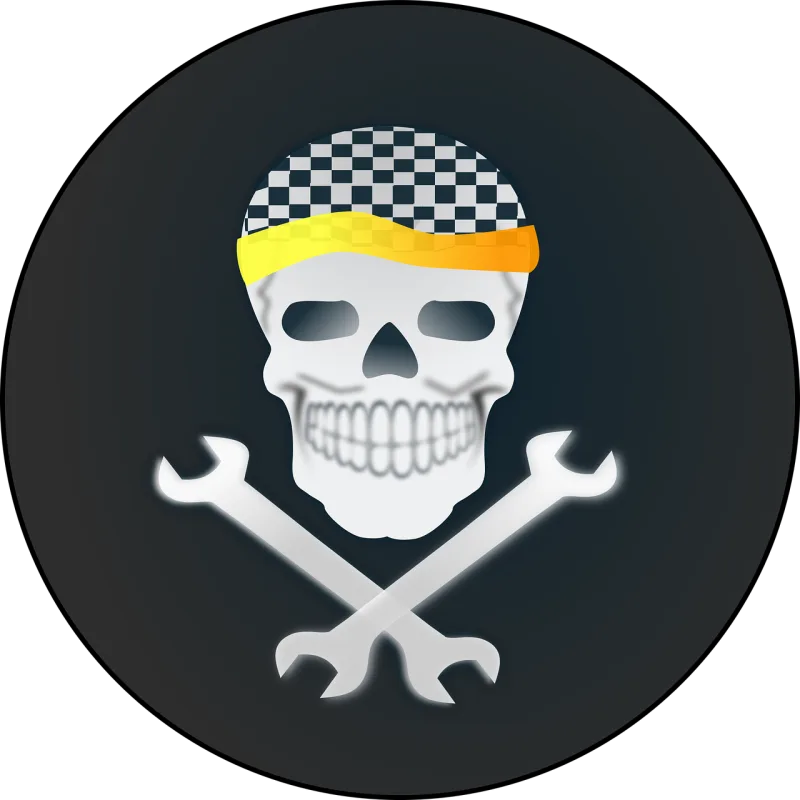 Skull and wrenches Racing Checkered Stickdatei – Kinder