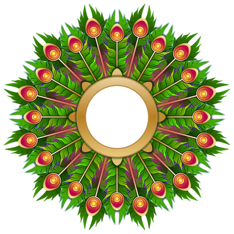 Wreath Peacock Feathers Stickdatei – Weihnachten