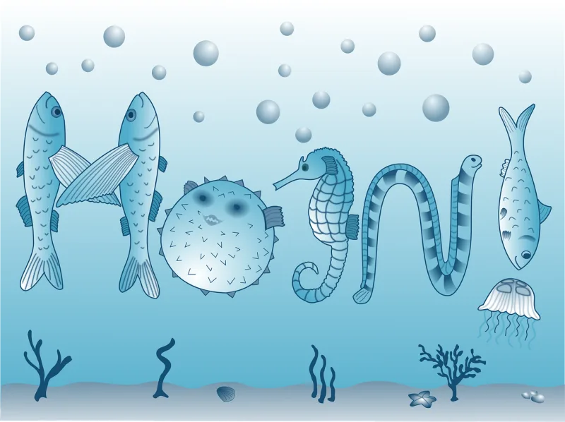 Marine diversity Fish Sea life Stickdatei – Tiere