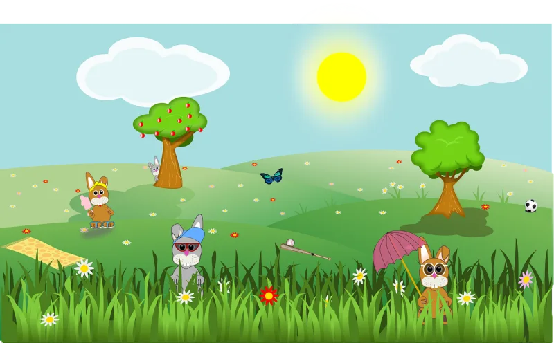 Spring Easter Landscape Stickdatei – Natur