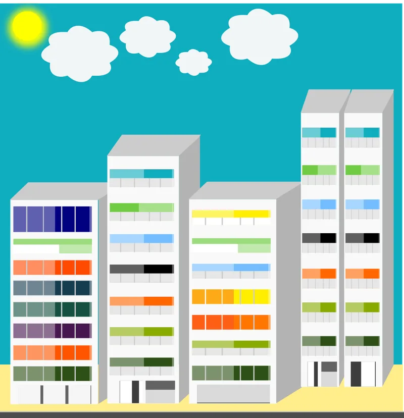 Apartment blocks Buildings City Stickdatei – Natur