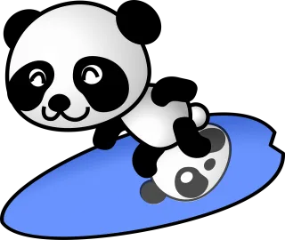 Panda Surfing Surfer Stickdatei