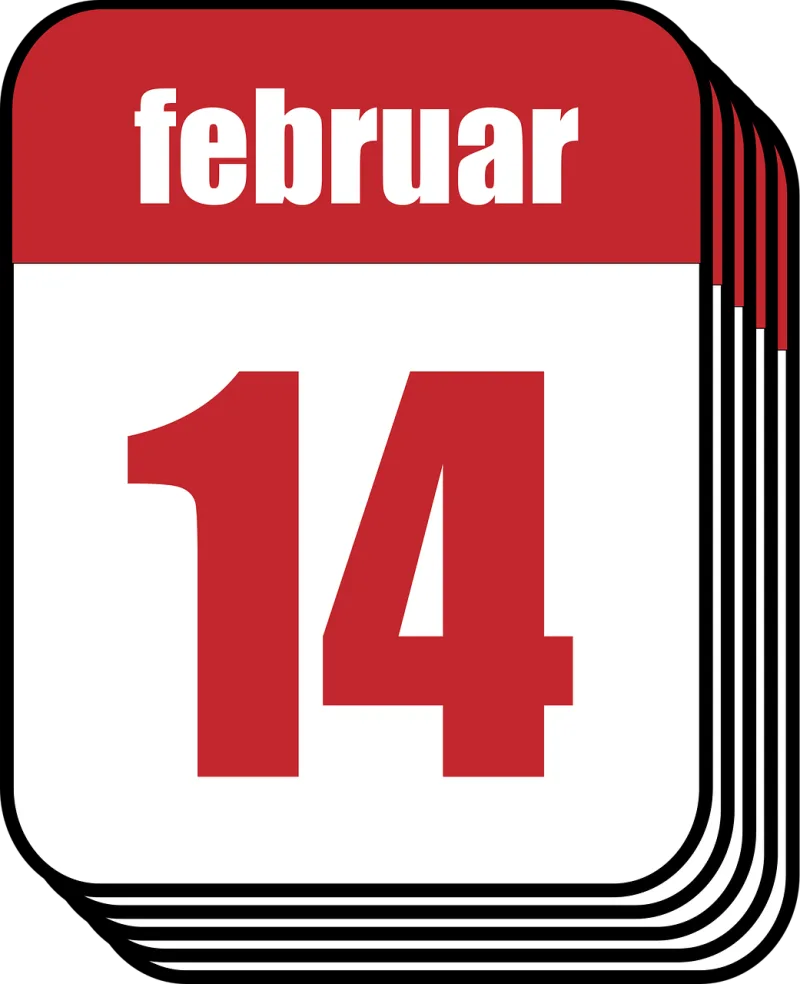 Calendar February Valentine Stickdatei – Herzen & Liebe