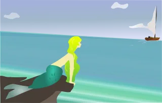 Mermaid Boat Love Stickdatei