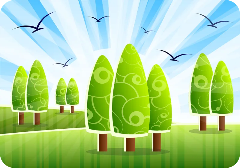 Landscape Trees Sky Stickdatei – Natur