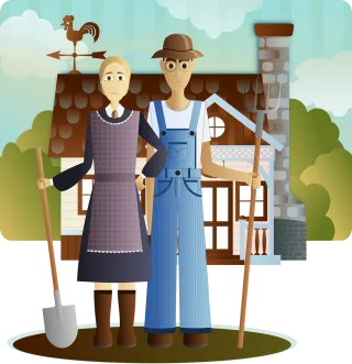 Man Woman Farmer Stickdatei