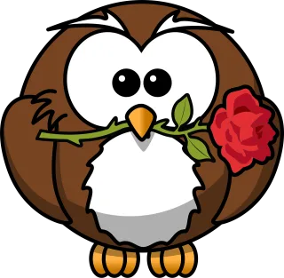 Owl Rose flower Animal Stickdatei